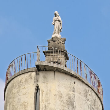 Monument to the Sacred Heart of Jesus, statue of Jesus on a tower on Guadalupe hill, Braga, Portuga