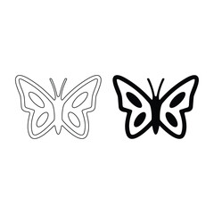 Butterfly silhouette and outline icon set for insect and summer theme isolated on white background