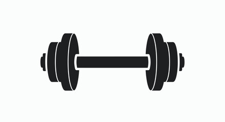 Black and white dumbbell illustration, perfect for fitness, exercise, and weightlifting concepts.