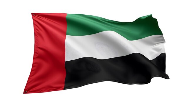United arab emirates flag waving with texture isolated on white background