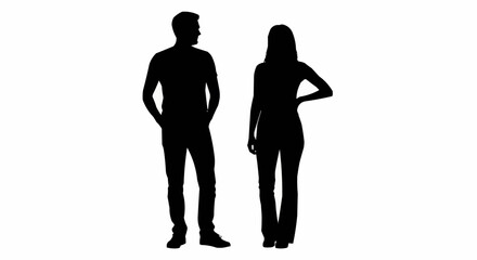 Silhouette of a man and woman standing together.