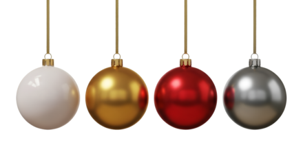 Four Hanging Christmas Ornaments decoration holiday