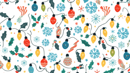  Template Christmas light pattern with flat design, featuring a vibrant and modern aesthetic, incorporating a palette of bright and pastel colors