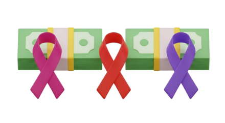 Money Stacks With Awareness Ribbons cash banknotes