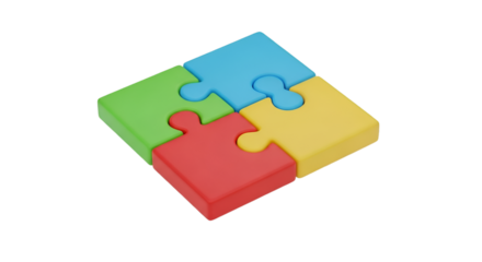 Four Interlocking Colorful Puzzle Pieces connection