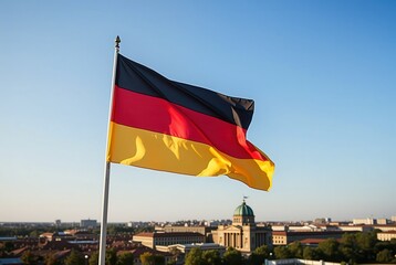 german flag of germany waving on the wind