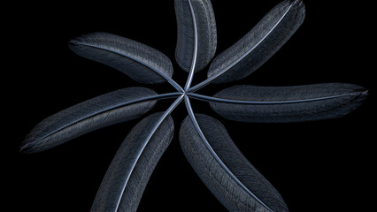 Abstract Metallic feathers. Computer generated 3d render