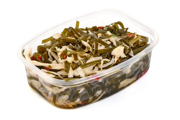 Seaweed Salad with Daikon Radish, isolated on white background