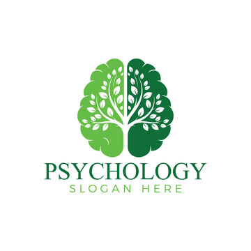 Green tree growing inside a human brain silhouette symbolizing mental health and natural psychology concept isolated on white background