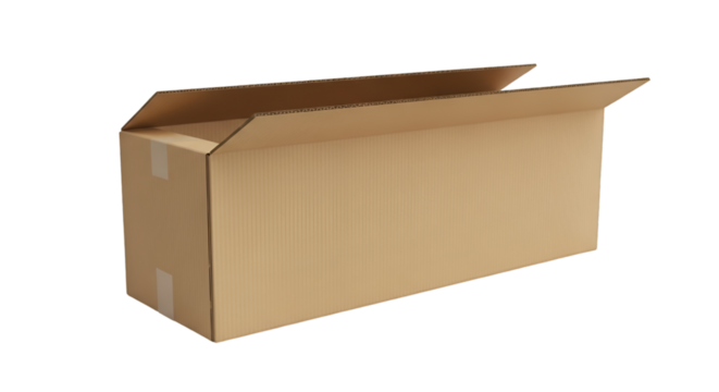 Open Corrugated Cardboard Shipping Box with Flaps Extended