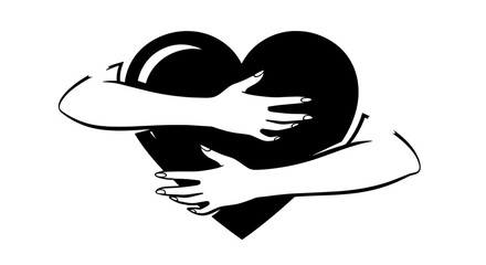 Heart Embraced with Love: A Symbol of Affection and Connection, Romantic Gesture,  Ideal for Valentine's Day, Wedding, Anniversary, or Healthcare themed designs. Represents Care, Charity, Support, Sol