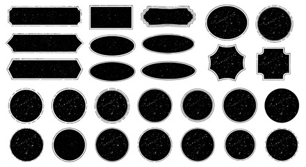 Collection of Vintage Style Black Stamp Frames and Borders on White Background for Retro Design Projects, Graphic Design Elements, Branding Materials and Decorative Seals in Business, Education, and C