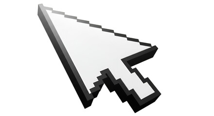 Pixelated Computer Mouse Cursor Arrow on Black Background