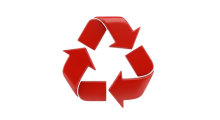 Red 3D Recycling Symbol on Black Background icon rendered