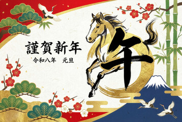 2026年令和8年用の年賀状デザイン（午年）