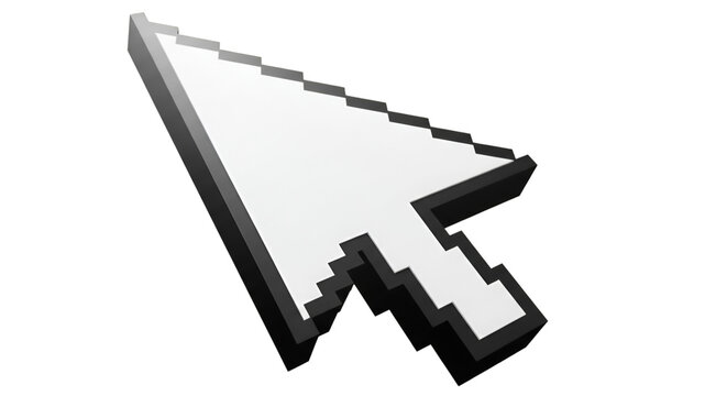 Pixelated Computer Mouse Cursor Arrow on Black Background - Powered by Adobe