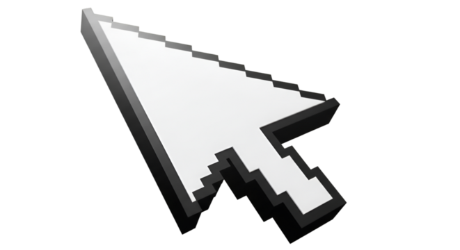 Pixelated Computer Mouse Cursor Arrow on Black Background - Powered by Adobe