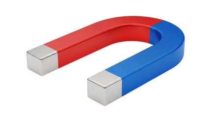Red and Blue Horseshoe Magnet on Black Background U-shape