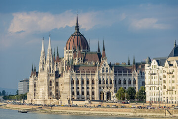 Hungary. Budapest. The exterior of the Parliament building.
