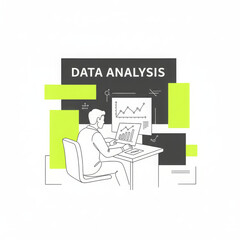 Diligent man, dedicated professional worker, focused on analyzing complex data. person actively engages with computer, diligently working through crucial information for effective analysis