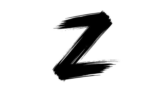 Expressive Letter Z Painted with Bold Brushstrokes on White Backdrop Depicting Creativity, Individuality, Branding for Modern Marketing, Logo Design, Presentations, Website Graphics, Artistic Poster P