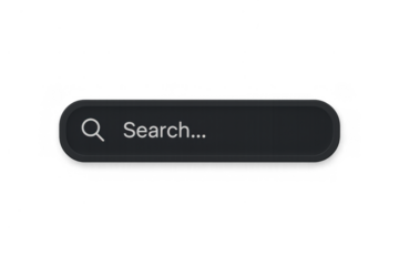 Search bar with magnifying glass icon and search... Placeholder text, representing online query, discover, and find functions