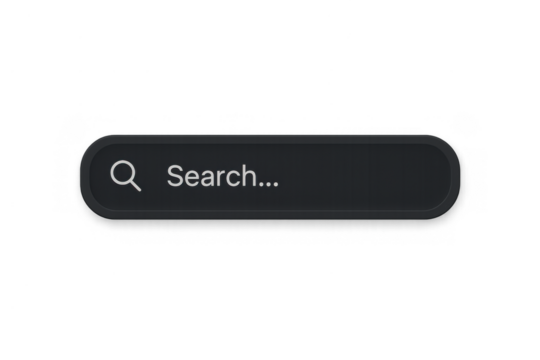 Search bar with magnifying glass icon and search... Placeholder text, representing online query, discover, and find functions