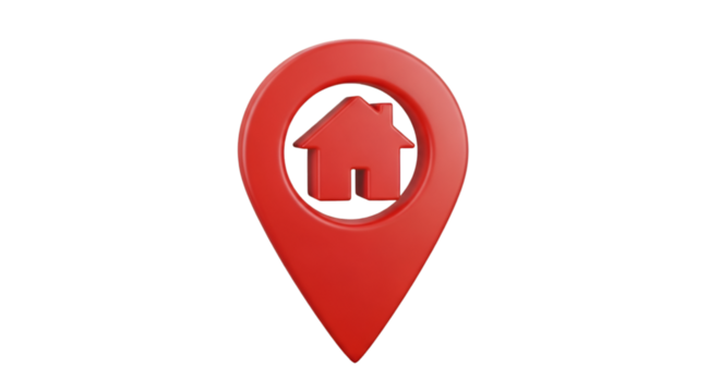 Red 3D House Location Pin Icon marker