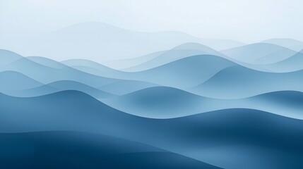 Abstract Oceanic Curves in Gradient Blue and White Tones

