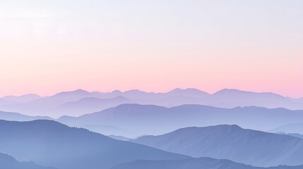 Dreamlike Mountains in Purple and Blue Under Blush-Tinted Sky
