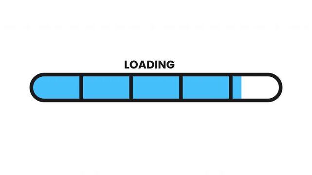 Multi Block Blue Loading Bar With Equal Square Segments Clean UI Motion Graphic ProRes Alpha Channel 4K 60fps Animation