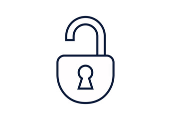 Icono de candado abierto representando acceso libre o seguridad desbloqueada