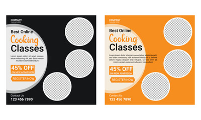 Online cooking class social media post banner