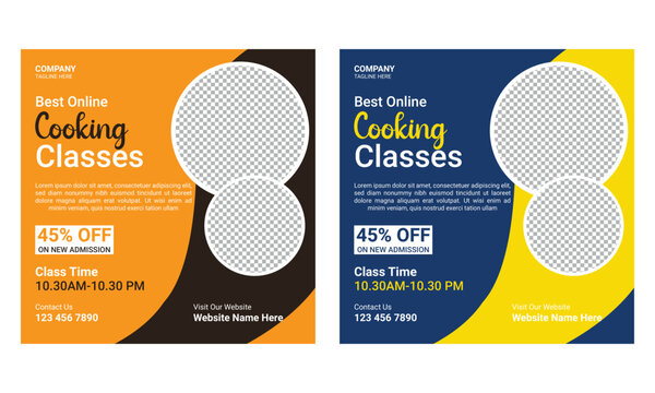 Online cooking class social media post banner