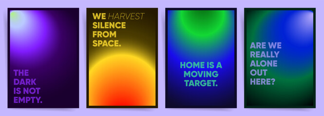 Cosmic Gradient Space Poster Templates with Dramatic Neon Lighting
