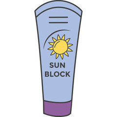 Illustration Of A Light Purple Sun Block Tube With A Yellow Sun Emblem And Dark Blue Text Against A Transparent Background