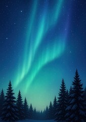 Naklejka premium Ethereal night sky aurora