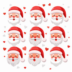 Festive Santa Claus Faces A Collection of Cheerful Christmas Avatars for Holiday Cheer and Design