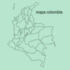 Obraz premium Outline map of colombia showing its administrative divisions
