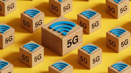 5G Wireless Network Technology Concept on Wooden Blocks