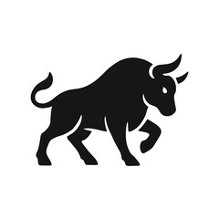 Strong black silhouette vector illustration of a rhinoceros bull