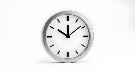 Close close-up of clock face. Hands pointing to twelve. Midday