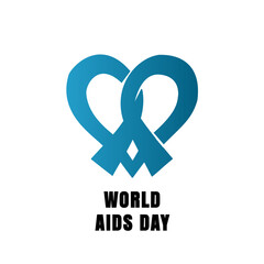 Blue World AIDS Day Heart Ribbon Vector Illustration – Awareness Symbol Design
