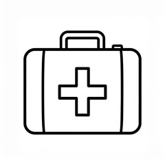Obraz premium Black Stroke Emergency First Aid Box Illustration