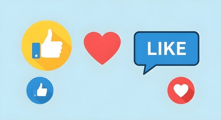 Social Media Reaction Icons on Blue Background