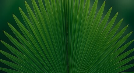 Obraz premium Radiant Green Fan Palm Leaf A Symphony of Nature's Geometry