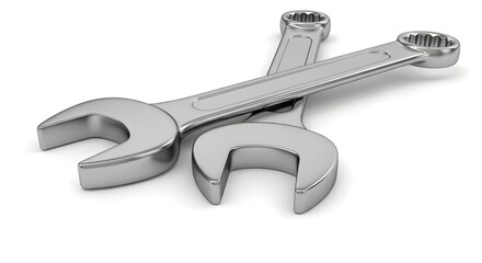 Adjustable wrench isolated on white background