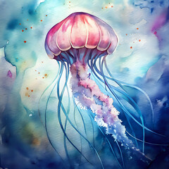 jellyfish ,watercolor background