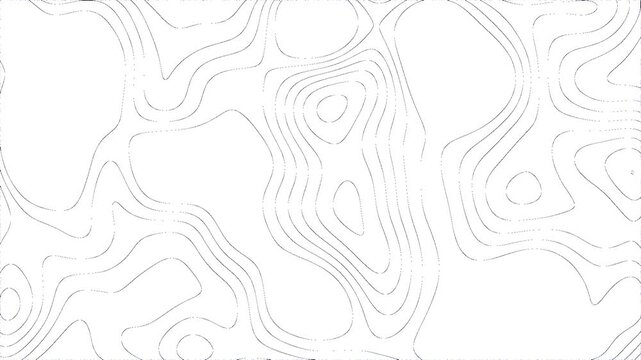 abstract black and white topographic animation background video motion graphics Outline Topographic geography map. Moving waves on white background. Liquid alien terrain texture pattern - Powered by Adobe