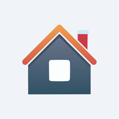 House Icon Simple Home Symbol with Chimney and Roof in Minimalist Design